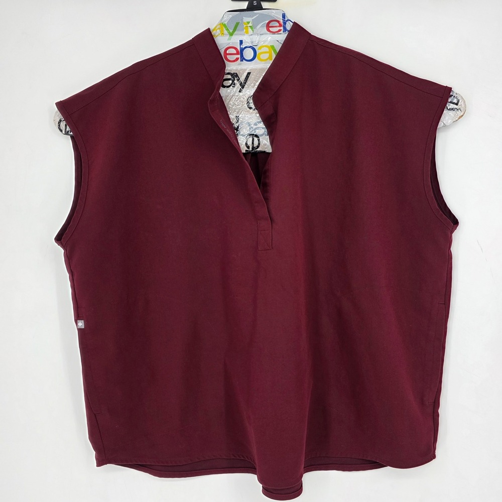 Figs Scrub Top Womens XXL Rafaela Oversized Healthcare Nurses Uniform Burgundy